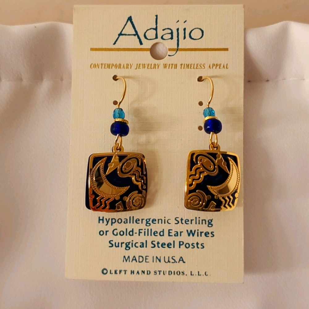 Adagio Lapis Blue and Gold Moon Earrings
